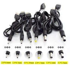 USB A Male to 2.0 2.1 2.5 3.5 5.5mm Plug Connector 5V DC Power Supply Cable Cord