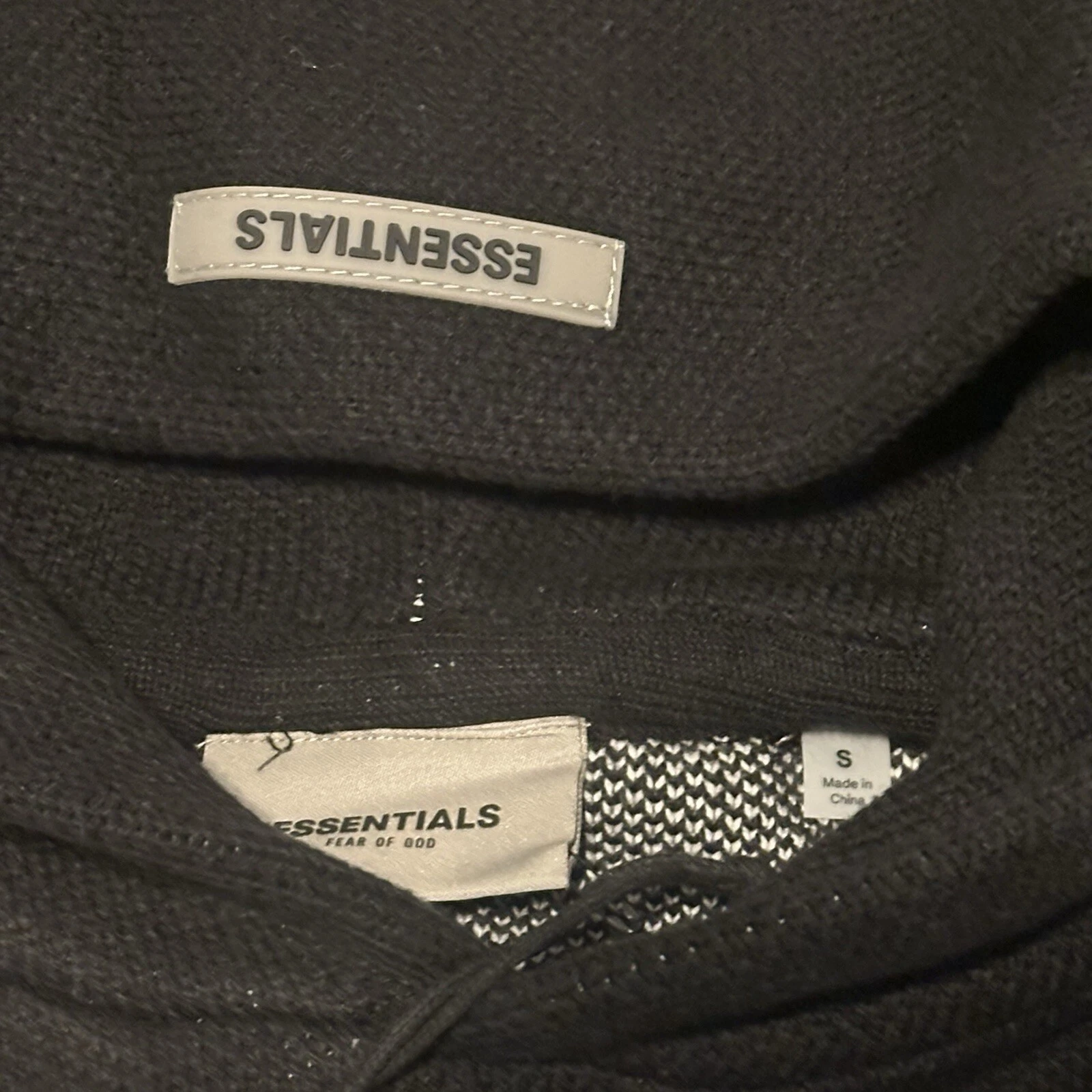 NUOVO Fear of God Essentials maglia pullover felpa con cappuccio nero taglia S