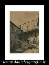 BARGELLO PALAZZO COURTYARD FLORENCE ORIGINAL LITHO 1800