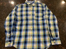 NAUTICAL BLUE FLANNEL BUTTON UP SHIRT SIZE SMALL 8 REGULAR 40 BIN 4