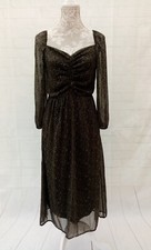 Dress Size 12 Green Black Pink Animal Print Sweetheart Neck Party Long Sleeves