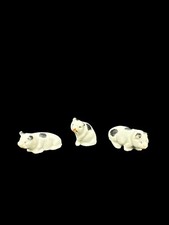 Set Three Miniature Bone China Porcelain Tiny Piglets Pig Figurines Family