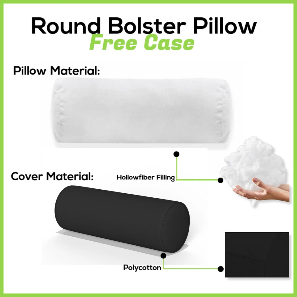 Round Shape Bolster Pillow with FREE Pillowcase Neck Back knee Support All Sizes - Image 2 of 4