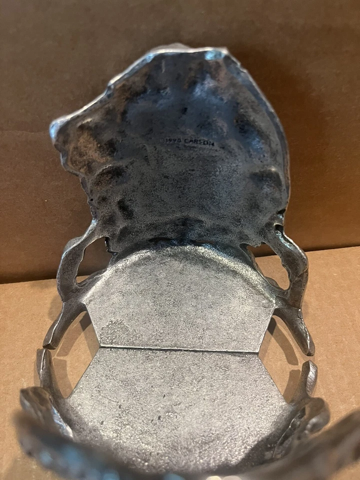 Tarro redondo grande de peltre metálico Carson “A Mothers Love” tarro pilar tarro candelabro 1998 Foto 3 de 4