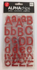 Alpha Chips Red Glitter Alphabet Scrapbook Stickers Flip Pack Me & My Big Ideas