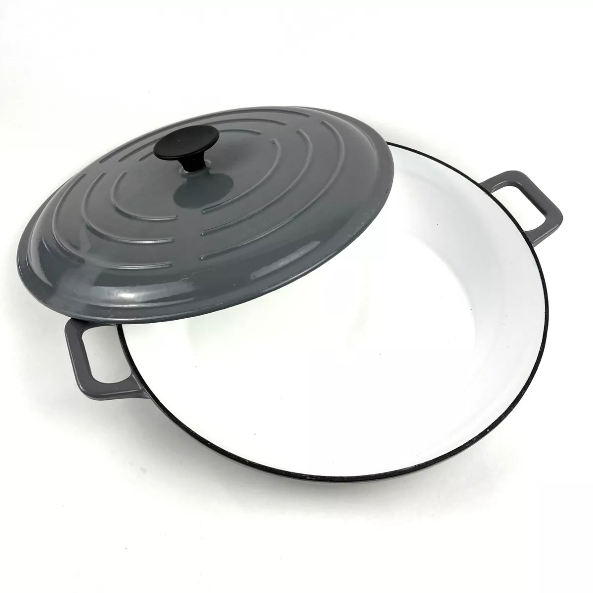 Threshold 3.5qt Round Everyday Pan With Lid Enamel Round Baking Dish Gray