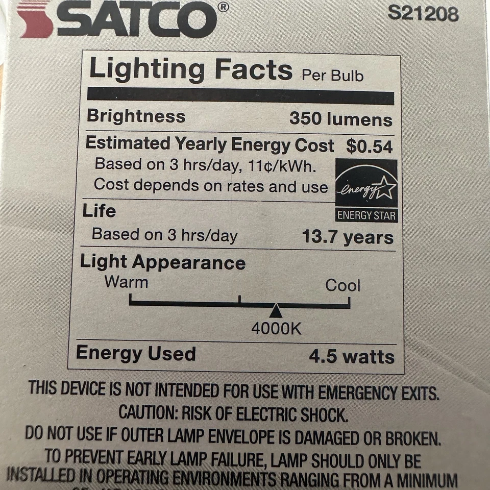 Satco 4.5w G16.5 Globe Filament LED 4000K Candelabra Base Dimmable - 40w equiv - Image 4 of 4