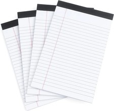 Legal Pads Note Pads 5 x 8 Inch Lined Writing Pads, 50 Sheets Per Writing Pad, 4