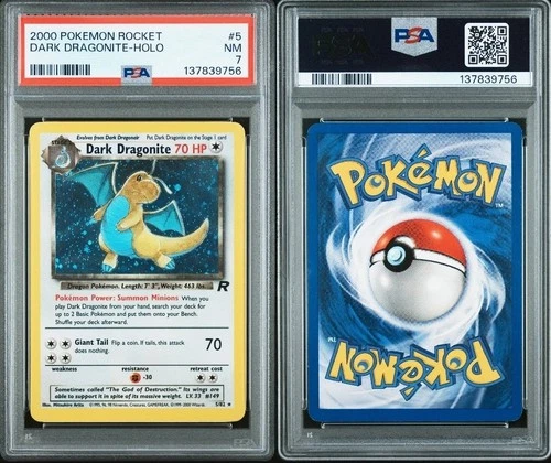 Dark Dragonite 5/82 PSA 7 NM Team Rocket Pokemon Card Holo Wotc Unlimited TCG