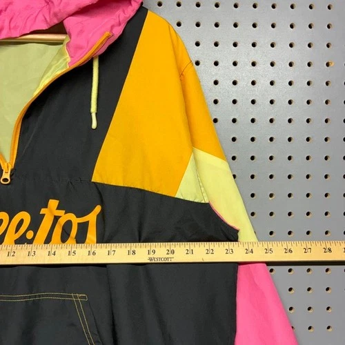 Cheetos 1/4 zip windbreaker jacket Size L mesh lined with hood adult size large image 6