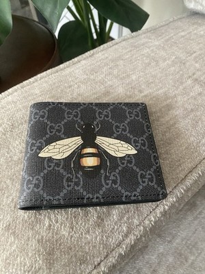 Gucci Black Bee Logo Animal Theme Bifold Folding Credit Card