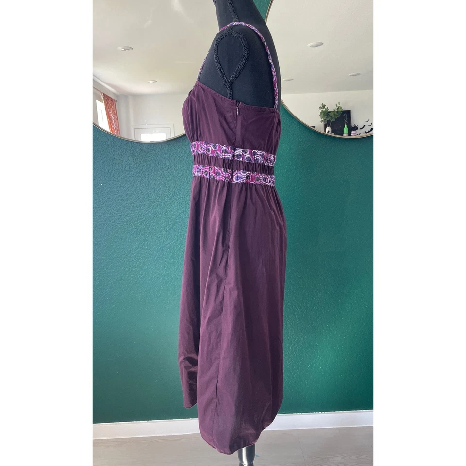 Vestido Babydoll Midi Vintage Antiguo Azul Marino S Borgoña Boho Romántico Indie Años 90 Y2K Otoño Foto 3 de 4