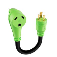 3 Prong 30 Amp RV Generator Adapter Cord, L5-30P to TT-30R, Green