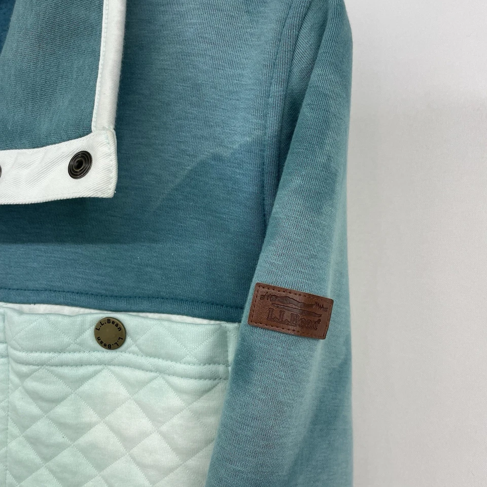 LL Bean Talla XL Acolchada Pullover Sudadera Botón a Presión Bloques de Color Cuello Simulado Foto 4 de 4