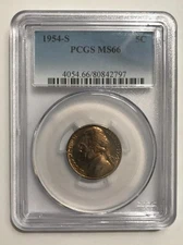 1954-S 5C Jefferson Nickel-PCGS      MS66      Beautiful !! 4054.66/80842797
