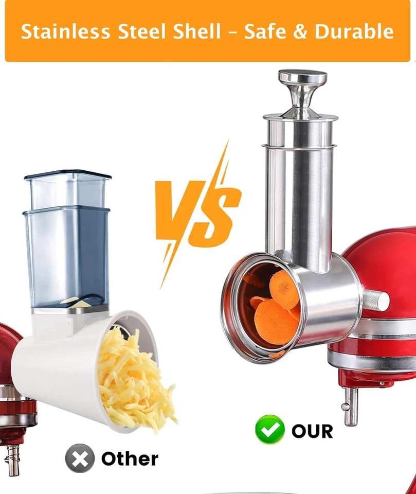 Насадка для салатницы из нержавеющей стали для миксеров Kitchenaid, большая ломтерезка измельчитель - Изображение 3 из 4