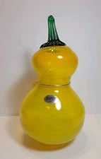 Blenko Limited Release 2518 Calabash Gourd - Citrine with Clover Stem