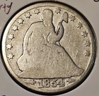 1854 O W/Arrows Seated Liberty Silver Half Dollar 50c New Orleans Mint