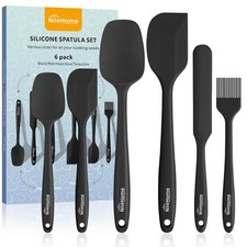Silicone Spatula Set, 6 Pieces Food Grade Kitchen Utensils with Silicone Brus...