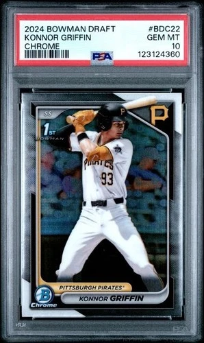KONNOR GRIFFIN - 2024 BOWMAN CHROME DRAFT #BDC22 1ST RC PROSPECT PSA 10 GEM MINT