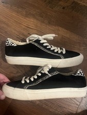 Women's Madewell Sidewalk Low Top Sneakers Black Suede Animal Print Size 8