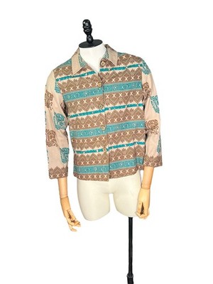 1980s Vintage West End Seashell Beach Cotton/Linen Shirt - Size Medium