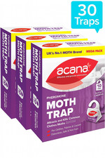 Image of 3x Acana Moth Trap Kills Clothes Moths Natural Pheromone Glue Boards PACK 30 UK
