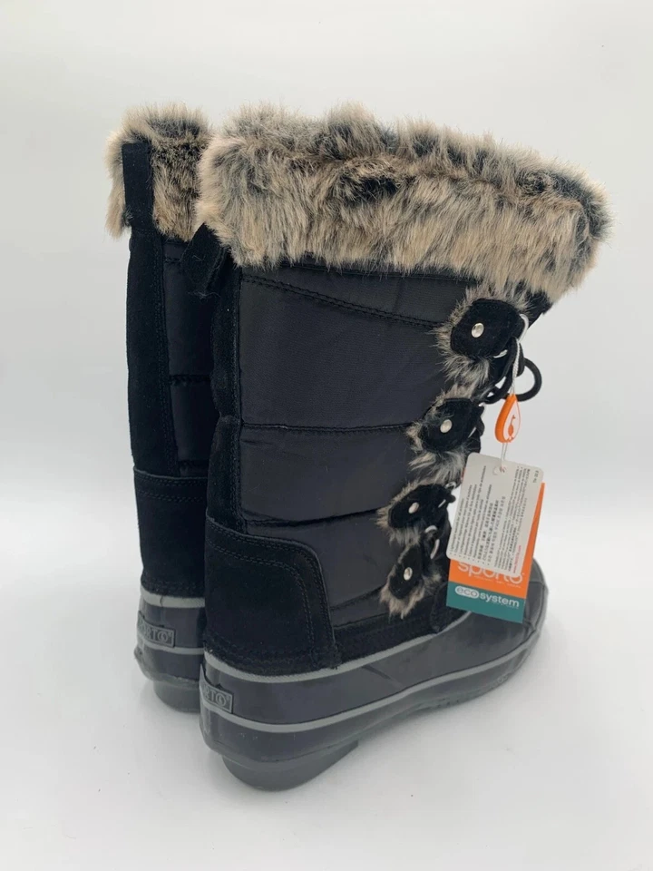 Sporto Women Sleigh Ride Winter Boot Insulated Waterproof Fur Trim Black Size 11 - Image 3 of 4
