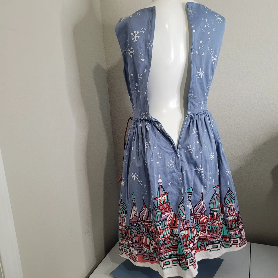 Modcloth Small dress snowflake sleeveless mid-weight belted elastic waist lining - Image 4 of 4