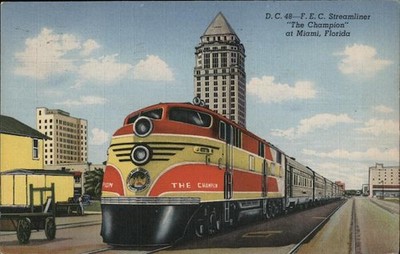 Miami, Florida FL F. E. C. Streamliner ''The Champion'' 1945 Linen Postcard