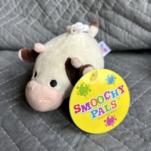 Smoochy Pals 7" Plush White Cow Backpack Clip Linzy Toys