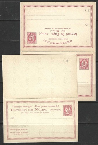 TARJETAS POSTALES NORUEGA -- HG#8-9, 11-14, 17 -- 1877 -- COMO NUEVAS - Imagen 3 de 3
