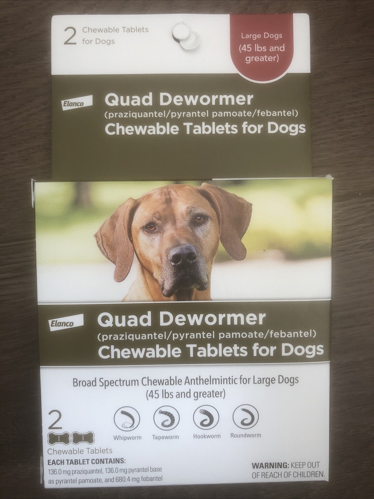 Elanco Quad Dewormer Chewable Tablet For Large Dogs 2 Chewable Tablets