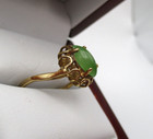10K Yellow Gold Jade Solitaire Ring Size 6.75-7 [R224] — photo 10