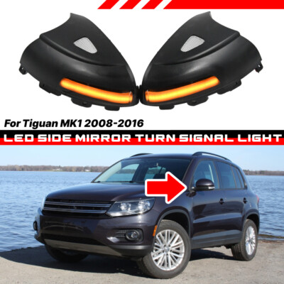 Pair Mirror Turn Signal Indicator Running Indicators For Tiguan MK1 2008-2016 Black