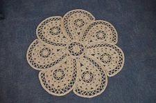 Vintage Floral Shaped Seagrass Rush Straw Rug Handwoven Organic Floor Mat 36"
