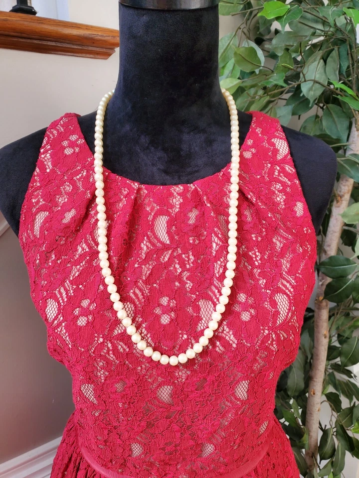 Vestido para mujer Aidan Mattox rojo floral sin mangas cuello redondo hasta la rodilla talla 12 Foto 2 de 4