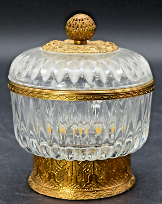 BLEIKRISTALL 24% PBO MADE IN GERMANY LIDDED DISH W/GOLD TONE