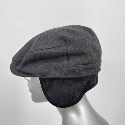 Wilsons Leather Cap mens size M/L wool blend Hat gray Ear Flap