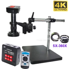 True 4K 38MP HDMI USB C-Mount Industry Camera Microscope Set + Stand Lens Light