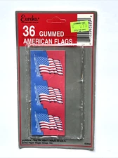 Vintage Eureka 36 Gummed American Flags Stickers Made In USA Patriotic