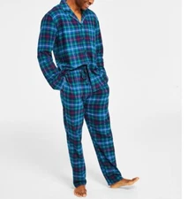 Family Pajamas Matching Men's Cotton Plaid Notched Pajamas - Multi  XXL