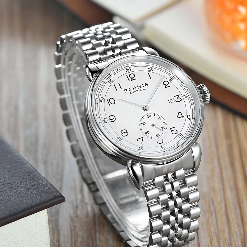 42mm Parnis Small Second Automatic Movement Men Watch Date Indicator Best Gift