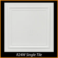 Décor Ceilings R24 Foam Glue-Up Ceiling Tile 20x20 White Satin Painted Pack of 8