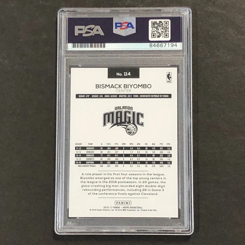 2016-17 NBA Hoops #114 Bismack Biyombo Signed Card AUTO GRADE 10 PSA Slabbed Mag - Image 2 of 2