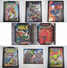 Set of 8 Superheroes Marvel Wall Art Hulk, Spider-Man, Superman, Iron Man, Thor