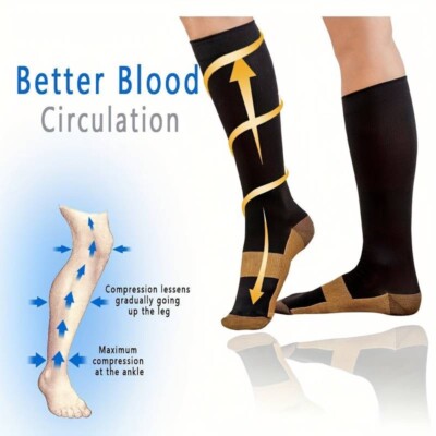 (5 Pairs) L/XL Compression X Socks Knee High 20-30mmHg Graduated Mens Womens