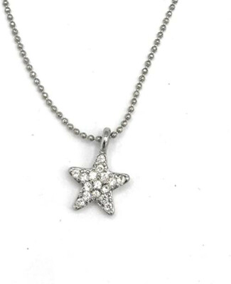 Lia Sophia ''Little Bit'' Silver Tone w/Cut Crystals Necklace - STAR 15-18''