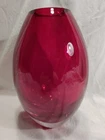 Vintage Murano Sommerso Vase Ruby Red Clear Base 9" Heavy Art Vase