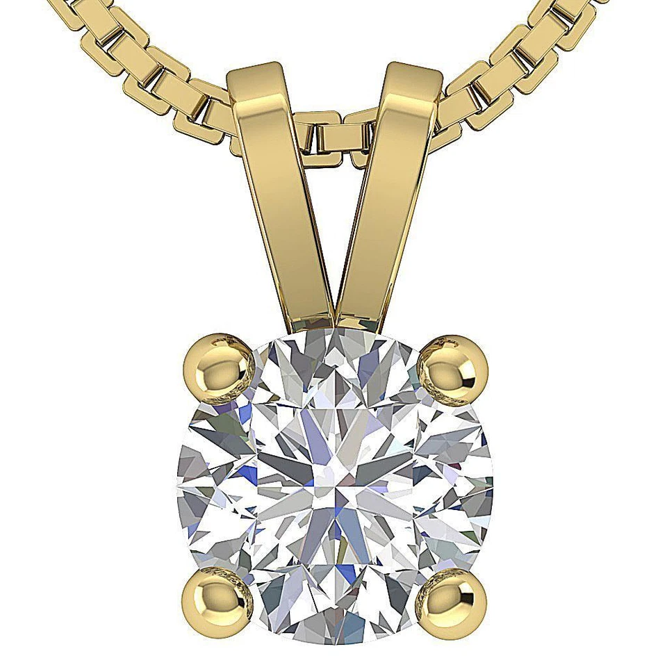 Solitaire Pendant Necklace I1 H 0.80Ct Round Diamond 14Kt White Gold 4 Prong Set - Image 2 of 4